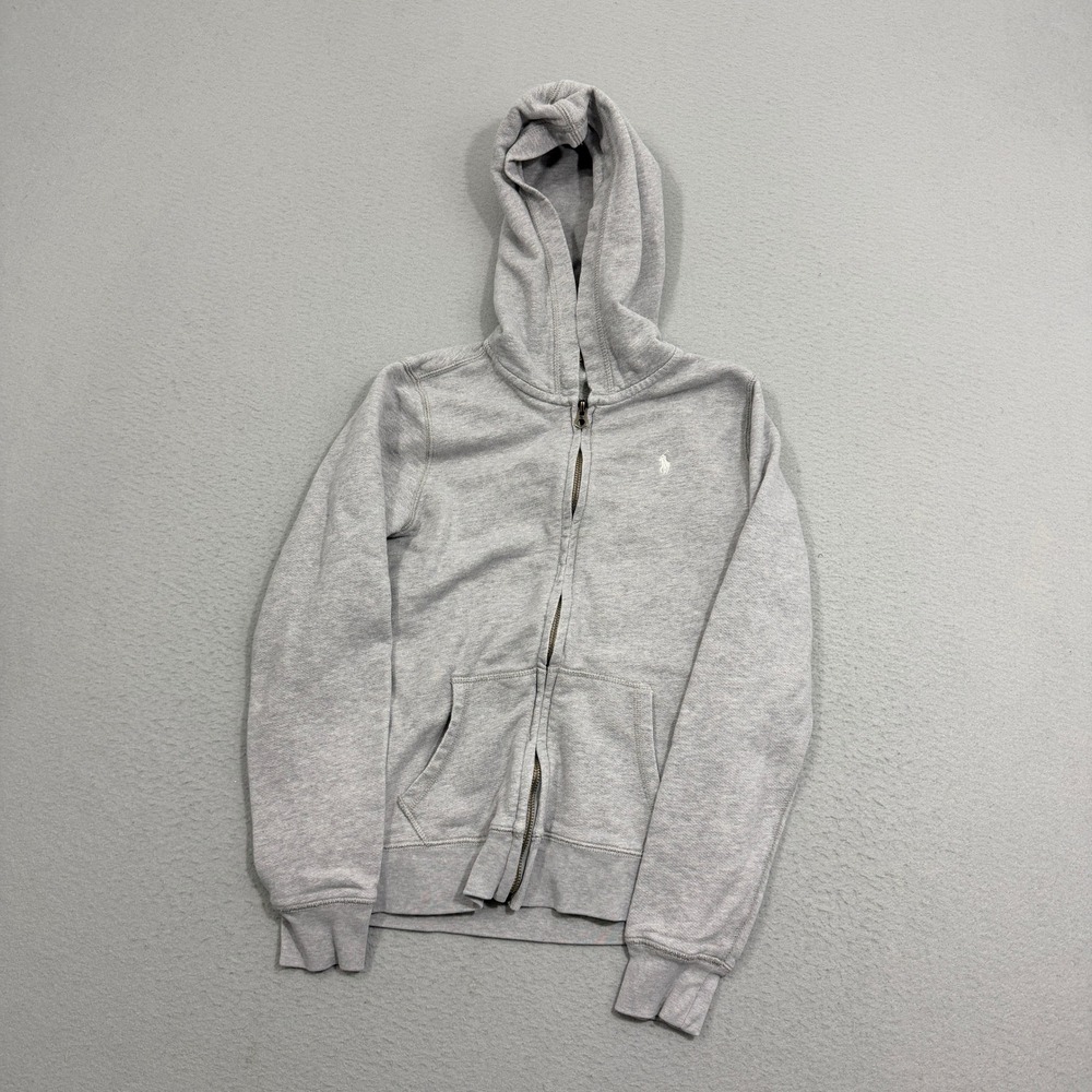 Polo Ralph Lauren Zip Up Hoodie Kids XL 16 Gray Pony Logo Fleece Sweatshirt